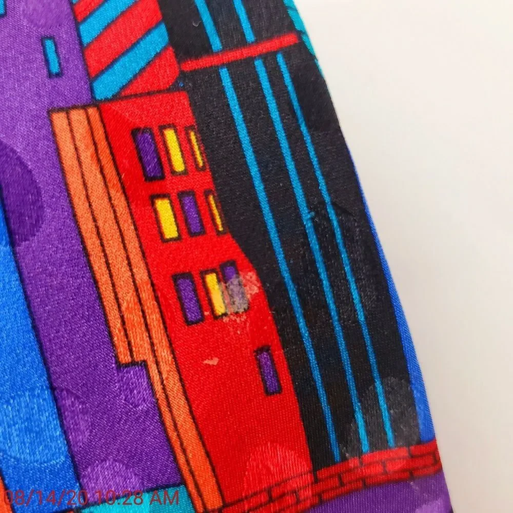 Addiction 90s Cityscape Bright‎ Silk Necktie Mens Tie 4